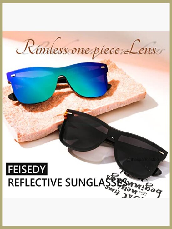Rimless Mirrored One Piece Lens Sunglasses UV400 Protection Polycarbonate
